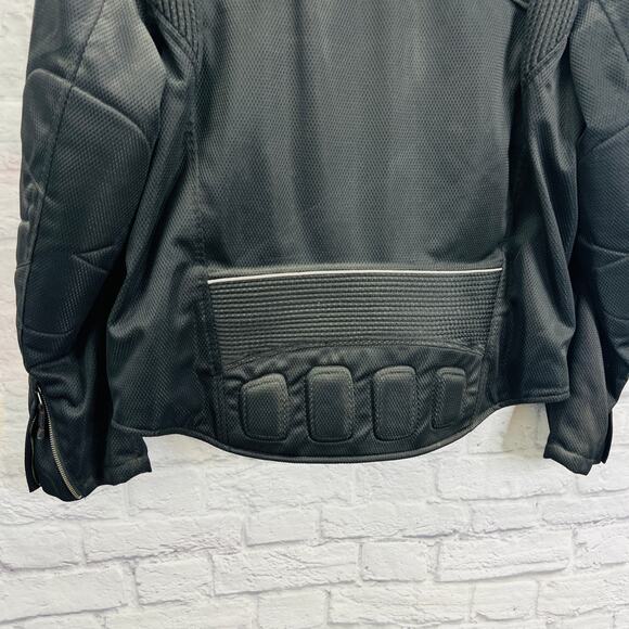 Vintage Thrill Ride Mens Motorcycle Jacket Size XL Black Mesh Padded Belted - Picture 9 of 9